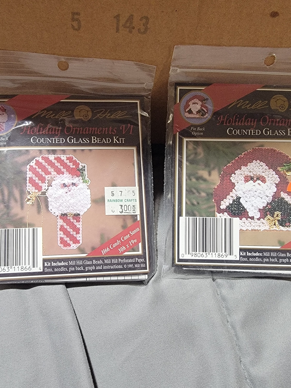 2 Sealed Vintage 1995 Mill Hill Santa Glass Bead Ornament Kits